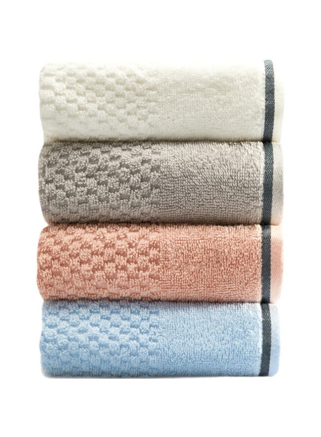 Grace Pure Cotton Embroidered Face Towels, Simple And Elegant, Face Cleaning Towels, Pack Of Four, Red*Blue*White*Gray - Image 1