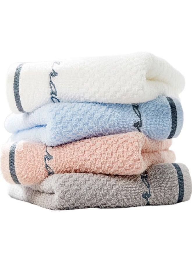 Grace Pure Cotton Embroidered Face Towels, Simple And Elegant, Face Cleaning Towels, Pack Of Four, Red*Blue*White*Gray - Image 2