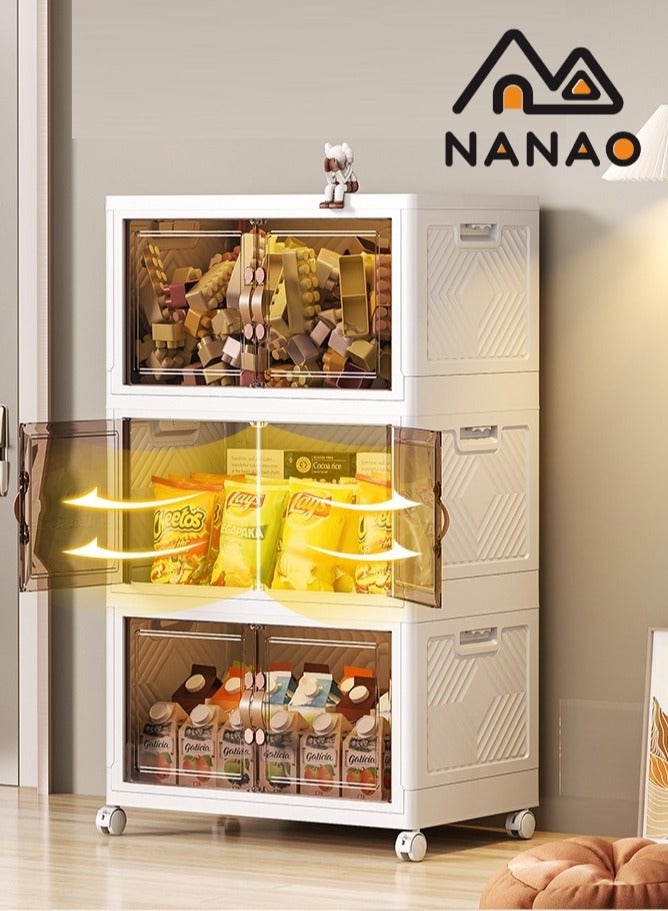 NANAO 3 layers Multilayer Folding Storage Cabinet, Transparent Plastic With Pulley, Clothing,Shoes,Hats and Bags Storage Cabinet,Cosmetic Storage Box,Coffee, Milk, Drinks,Snacks Storage box,45×30×75.5cm - Image 5