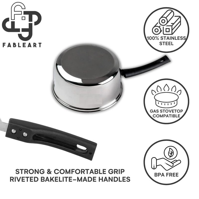 Fableart Stainless Steel Sauce Pan; 18cm; 1.5 Litre; with Bakelite Handle for Easy Use - Image 5