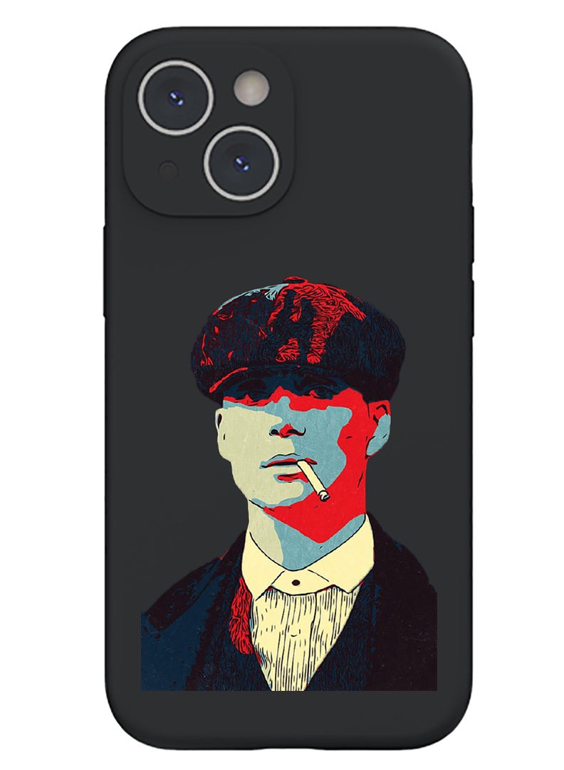 Theodor Protective Slim Fit Case Liquid Silicone Cover with Full Body Protection Anti-Scratch Shockproof Case For iPhone 15 Plus Black - Peaky Blinder - Image 1