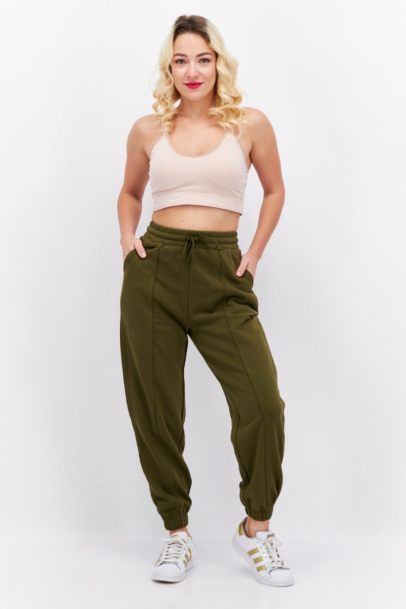 Levi's Women Regular Fit Solid Sweatpants, Olive - Image 3