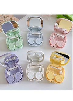Generic 3D Heart Design Contact Lens Cases, Macaroon Color Travel Lens Case Kit with Mirror Bottle Tweezers (Yellow)  - Image 2