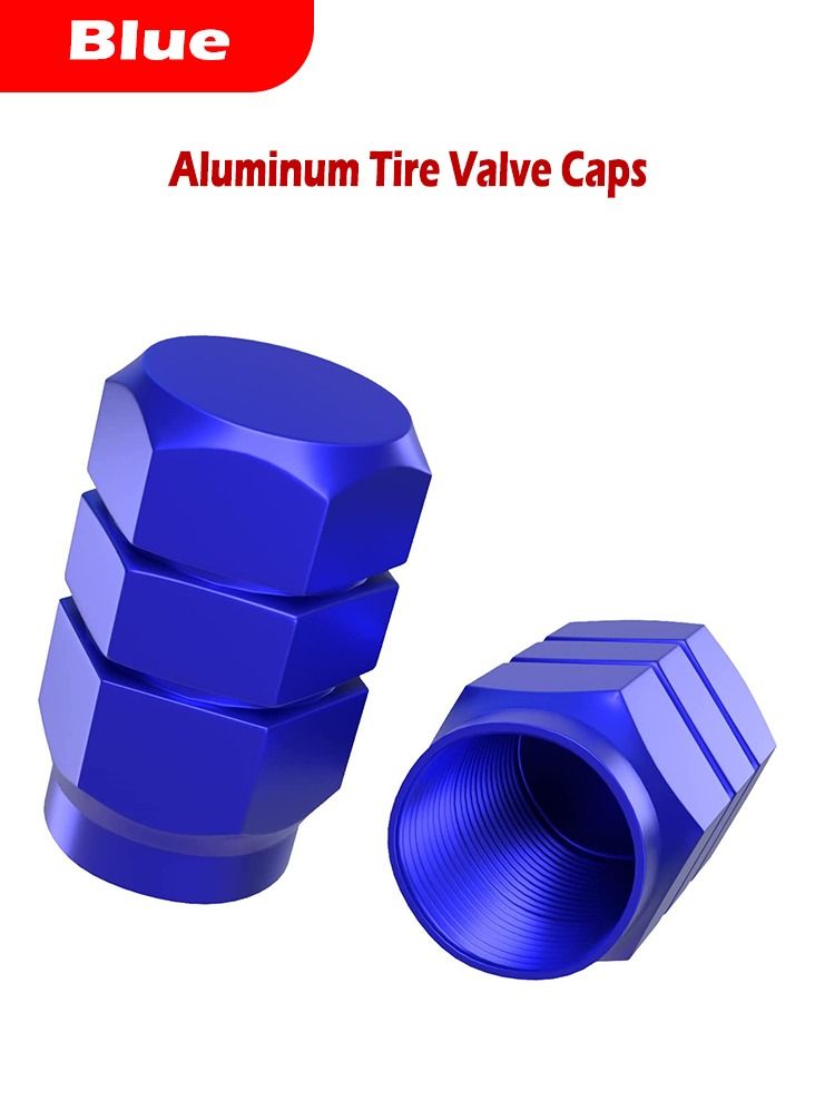 أغطية صمامات الهواء لعجلات الإطارات من الألمنيوم باللون الأزرق (عبوة من 4 قطع) - Image 3