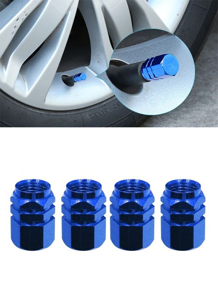 أغطية صمامات الهواء لعجلات الإطارات من الألمنيوم باللون الأزرق (عبوة من 4 قطع) - Image 4