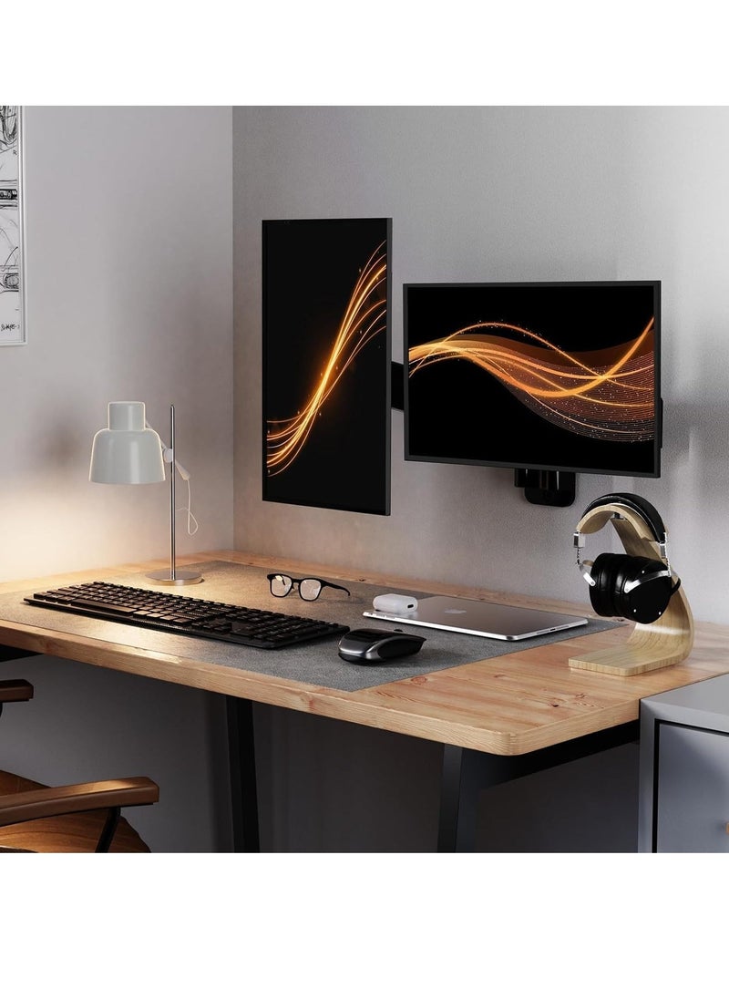 ELTRAZONE Dual Monitor Wall Mount – Gas Spring Wall Arm for 17-32 Inch Screens, Supports Up to 18lbs, VESA 75x75/100x100mm, Adjustable Wall-Mounted Monitor Stand for 2 Monitors – Space-Saving & Ergonomic Solution  - Image 5