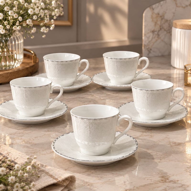 Turkish coffee cups, porcelain, silver line