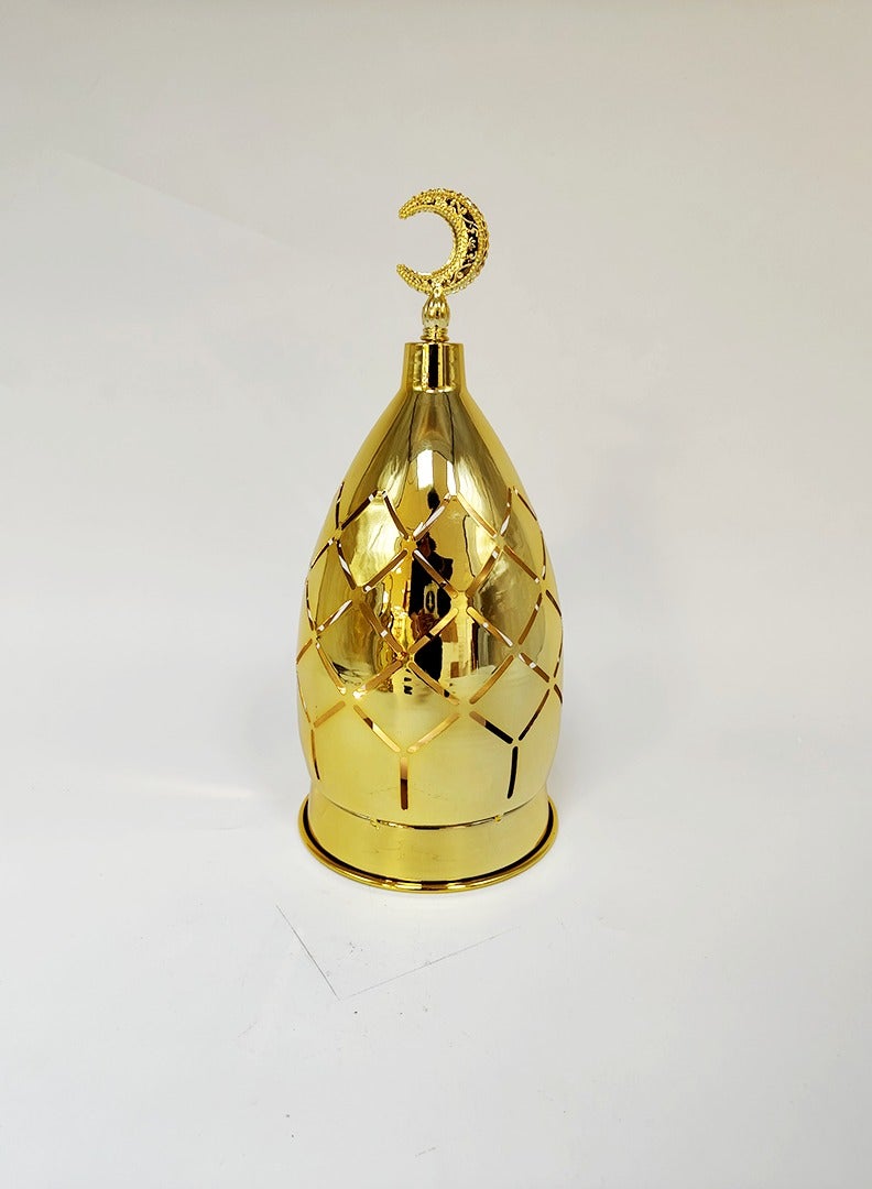 Living Distinctive hollowed out golden Ramadan lantern, decorated with an Islamic crescent moon - Image 3