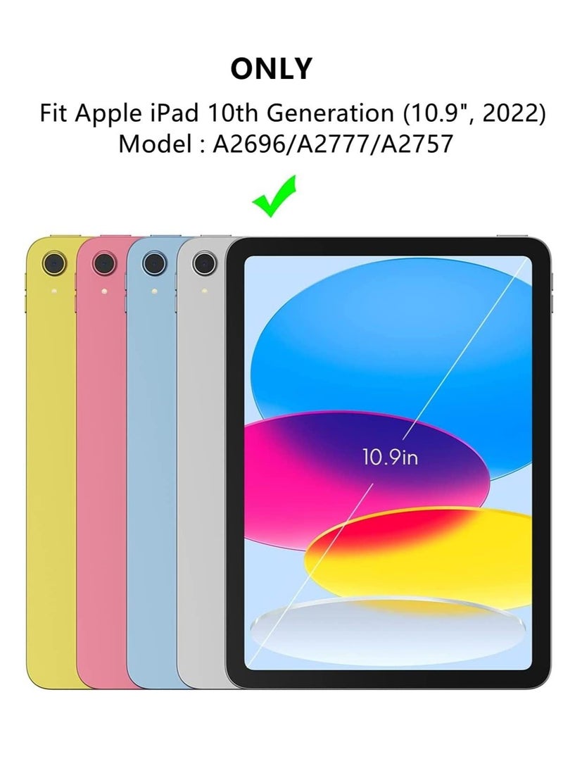 جراب لوحة المفاتيح لجهاز iPad من الجيل العاشر 10.9 بوصة 2022 iPad 10th Gen 10.9 بوصات مع لوحة مفاتيح قابلة للفصل مع لوحة مفاتيح بلوتوث قابلة لإعادة الشحن وغطاء لوحة مفاتيح فوليو مع حامل أقلام (أسود) - Image 5