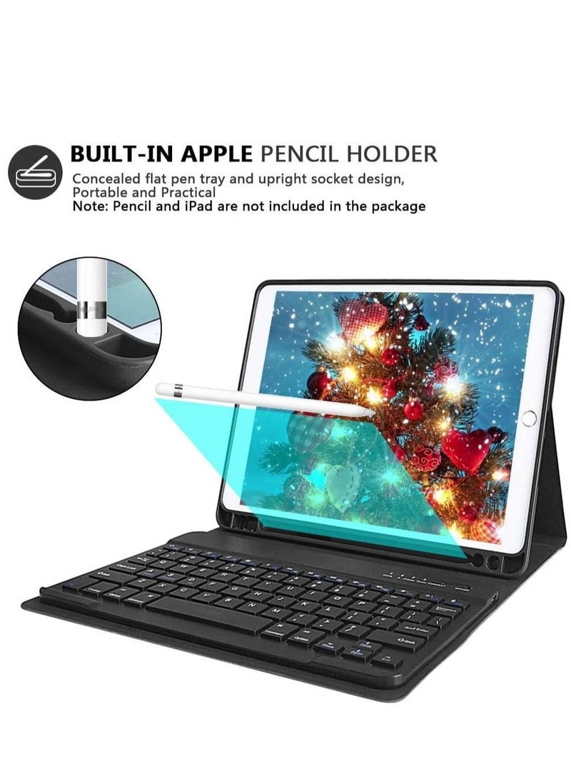 جراب لوحة المفاتيح لجهاز iPad من الجيل العاشر 10.9 بوصة 2022 iPad 10th Gen 10.9 بوصات مع لوحة مفاتيح قابلة للفصل مع لوحة مفاتيح بلوتوث قابلة لإعادة الشحن وغطاء لوحة مفاتيح فوليو مع حامل أقلام (أسود) - Image 2