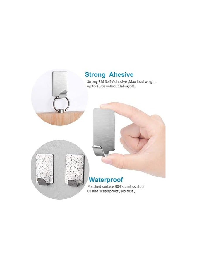 Adhesive Hooks Heavy Duty Wall Hangers Hooks Waterproof Stainless Steel Towel Hanger Holder Stick on Hooks for Hanging Kitchen Bathroom Home-8 Packs - Image 2