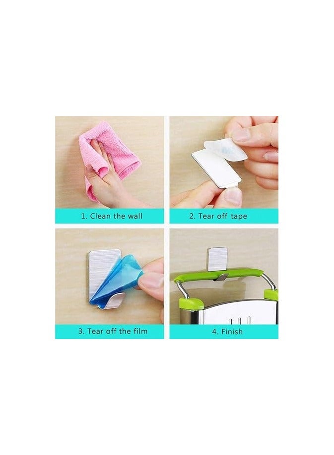 Adhesive Hooks Heavy Duty Wall Hangers Hooks Waterproof Stainless Steel Towel Hanger Holder Stick on Hooks for Hanging Kitchen Bathroom Home-8 Packs - Image 4