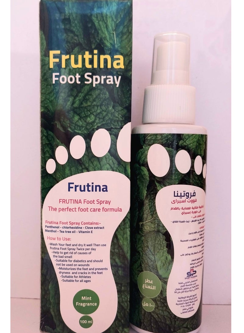 Frutina Foot Spray - Moisturizer ,Prevent Fungal and Deodorant Mint Scent -100 ml - Image 1