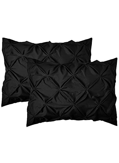 Elegant Comfort Elegant Comfort 2Pack Sham Set Pinch Pleat Design 1500 Premium Hotel Quality Microfiber Stylish DesignEasy Care Wrinkle and Stain Resistant 2Piece Sham Set Pleated StandardQueen Black 