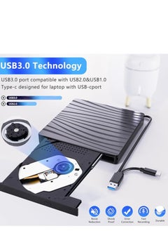 Generic External CD/DVD Drive for Laptop, USB 3.0 & Type-C Portable CD DVD +/-RW Burner Optical  - Image 1