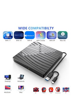 Generic External CD/DVD Drive for Laptop, USB 3.0 & Type-C Portable CD DVD +/-RW Burner Optical  - Image 2