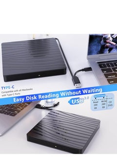 Generic External CD/DVD Drive for Laptop, USB 3.0 & Type-C Portable CD DVD +/-RW Burner Optical  - Image 3
