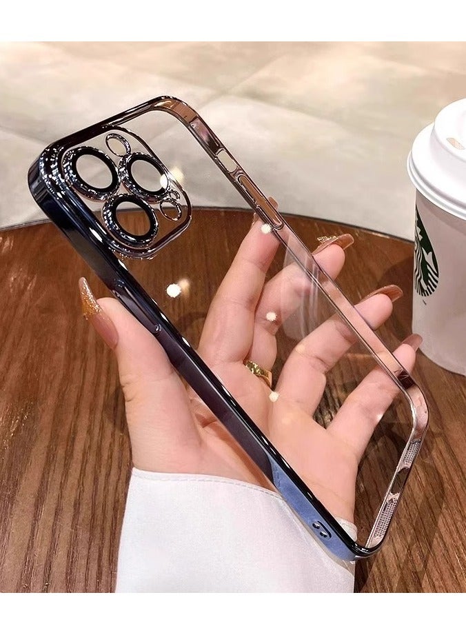 جراب هاتف محمول iPhone 16 Plus أزرق داكن شفاف بتصميم مطلي بالكهرباء مع طلاء كهربائي شفاف مع حماية كاملة لعدسة الكاميرا - Image 2
