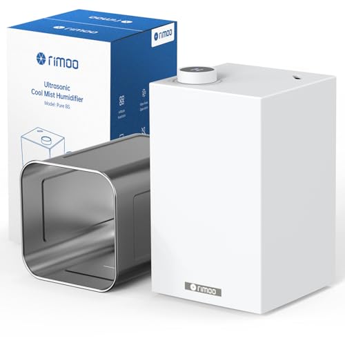 RIMOO Stainless Steel Humidifier, Cool Mist Humidifiers with Only 3 Parts Easy to Clean, Top Fill Humidifier with 1-9H Timer, 30dB Whisper-Quiet, Filterless for Bedroom Large Baby Room Office - Image 1