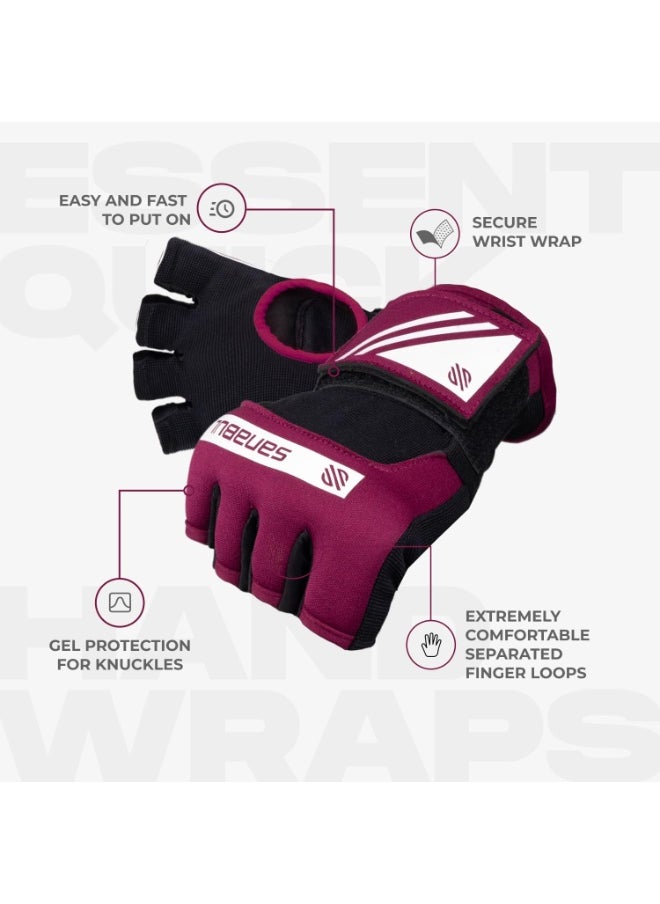 Sanabul  Gel Hand Wraps for Boxing Gloves | MMA Muay Thai Kick Boxing Quick Wraps for Men & Women | Inner Boxing Hand Wrap for Gloves | Padded Knuckle Wrist Wrap (Purple/White)  - Image 4