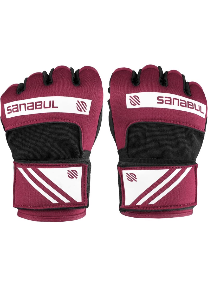 Sanabul  Gel Hand Wraps for Boxing Gloves | MMA Muay Thai Kick Boxing Quick Wraps for Men & Women | Inner Boxing Hand Wrap for Gloves | Padded Knuckle Wrist Wrap (Purple/White)  - Image 2