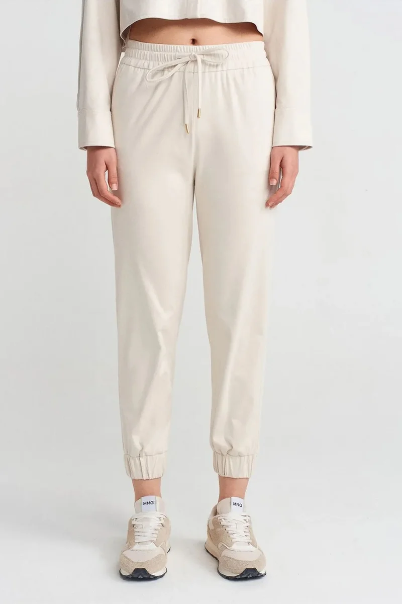 Dilvin Cream Natural DILVIN Faux Suede Jogger Pants for Women | Best Price UAE