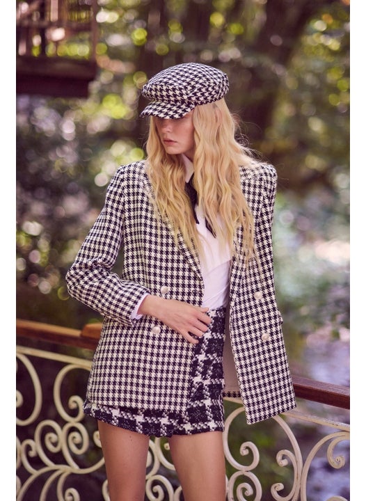 Houndstooth Blazer Jacket Black