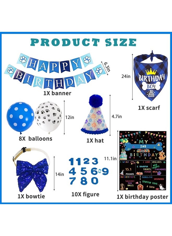 duludulu - Dog Birthday Bandanas Dog Birthday Party Supplies Include Dog Birthday Banner Dog Paw Balloons Dog Birthday Outfit Hat for Dog Birthday Decorations - Image 1