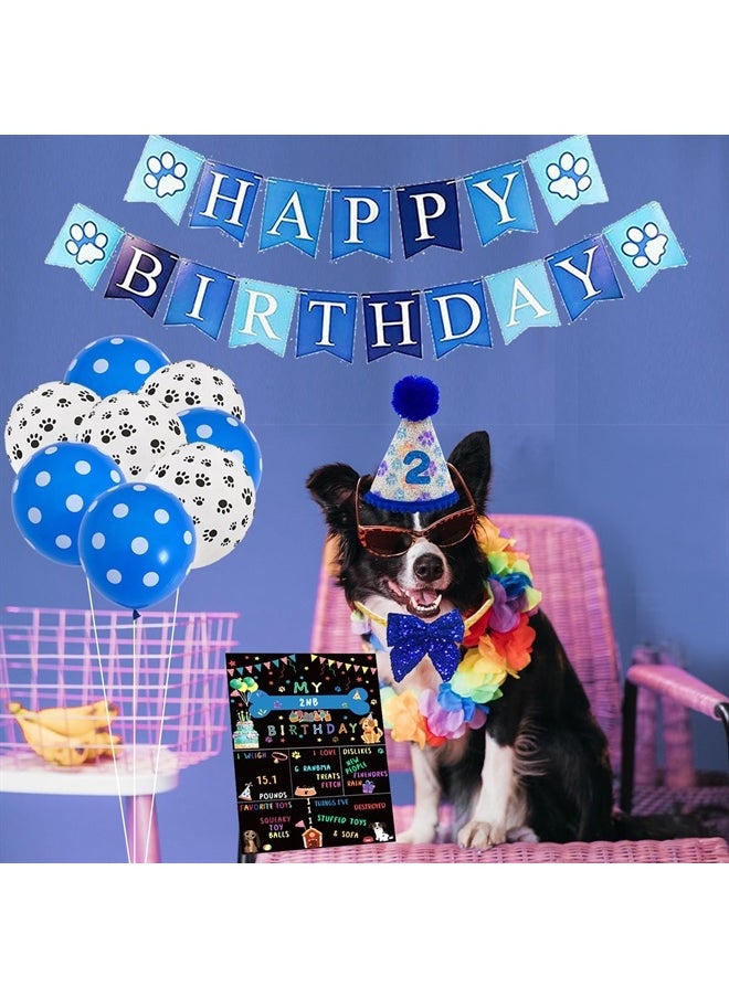 duludulu - Dog Birthday Bandanas Dog Birthday Party Supplies Include Dog Birthday Banner Dog Paw Balloons Dog Birthday Outfit Hat for Dog Birthday Decorations - Image 1