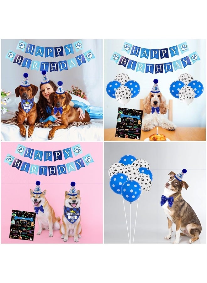 duludulu - Dog Birthday Bandanas Dog Birthday Party Supplies Include Dog Birthday Banner Dog Paw Balloons Dog Birthday Outfit Hat for Dog Birthday Decorations - Image 1