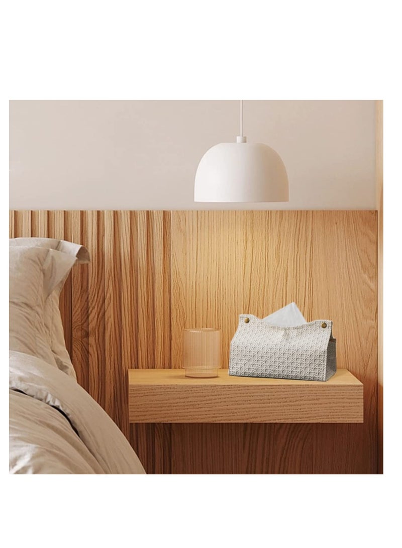PU Leather Tissue Box, Rattan Style Tissue Box, Modern Facial Paper Organizer, Modern PU Leather Tissue Box, for Tabletop, Bathroom, Car, Office, Night Stands (Beige)