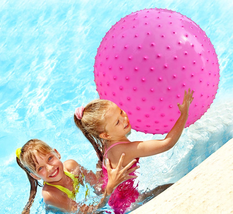 penepico Large Sensory Massage Ball for Kids  2 Pack 33.5"" 85cm Pink Bouncy Exercise Balls for Toddlers  Big Inflatable Toys with Tactile Spikes  Outdoor Giant Yoga Balls  Large Beach Ball - Image 1