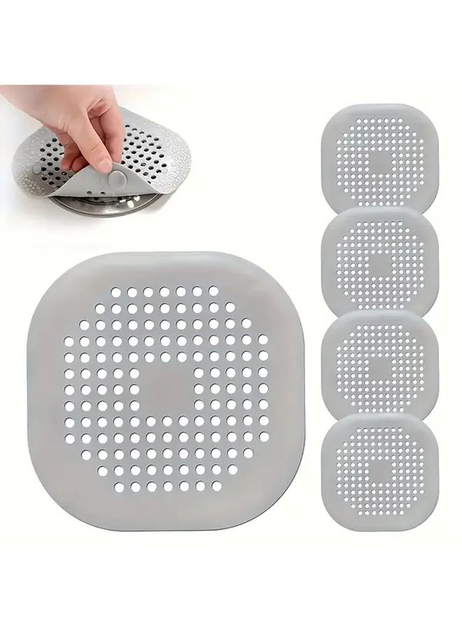 Grey 4pcs Bathroom Drain Covers Anti Clog Mesh Filter For Shower Bathtub Sink - Image 3
