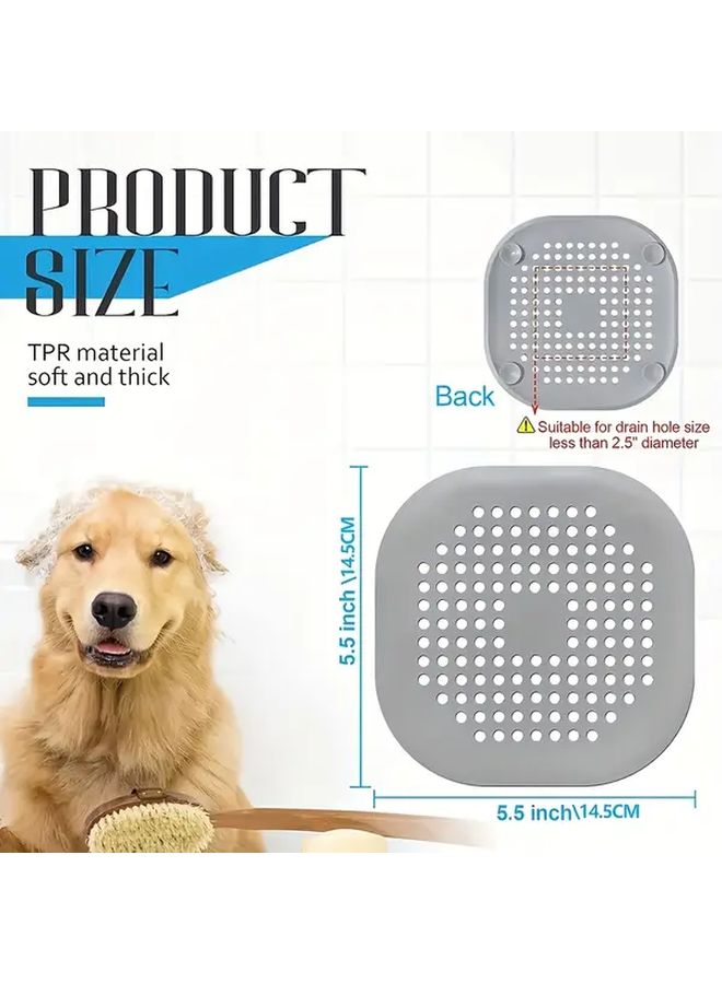 Grey 4pcs Bathroom Drain Covers Anti Clog Mesh Filter For Shower Bathtub Sink - Image 2
