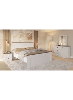 DANUBE HOME Danube Home Pera King Bed Sturdy Modern Design Wooden Double Bed Frame Furniture L 214.8 x W 187.7 x H 120 cm White/Light Oak  - Image 3