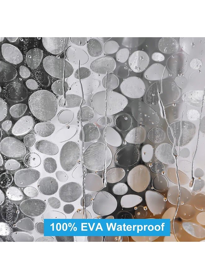 UFRIDAY ستارة دش شفافة 72 × 72 بوصة، EVA 3D حصاة وزن بلاستيكية ستارة دش مع 3 مغناطيسات كبيرة، سميكة، قوية، شفافة. - Image 2