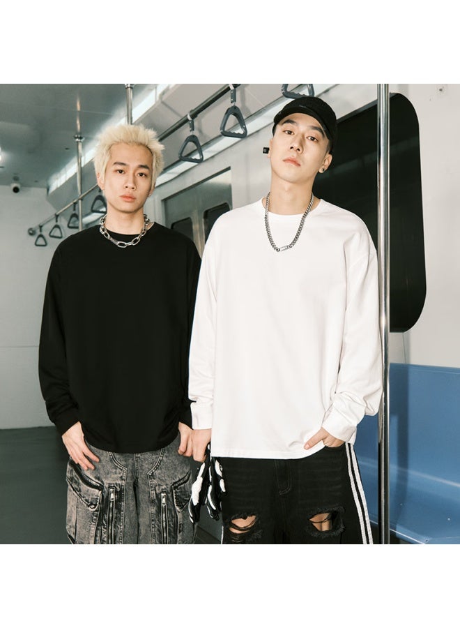 GENIOLAMODE Men'S Long Sleeve T-Shirt Pure Cotton Casual Chinese Style Printed Men'S Base T-Shirt Light Beige 3Xl - Image 1