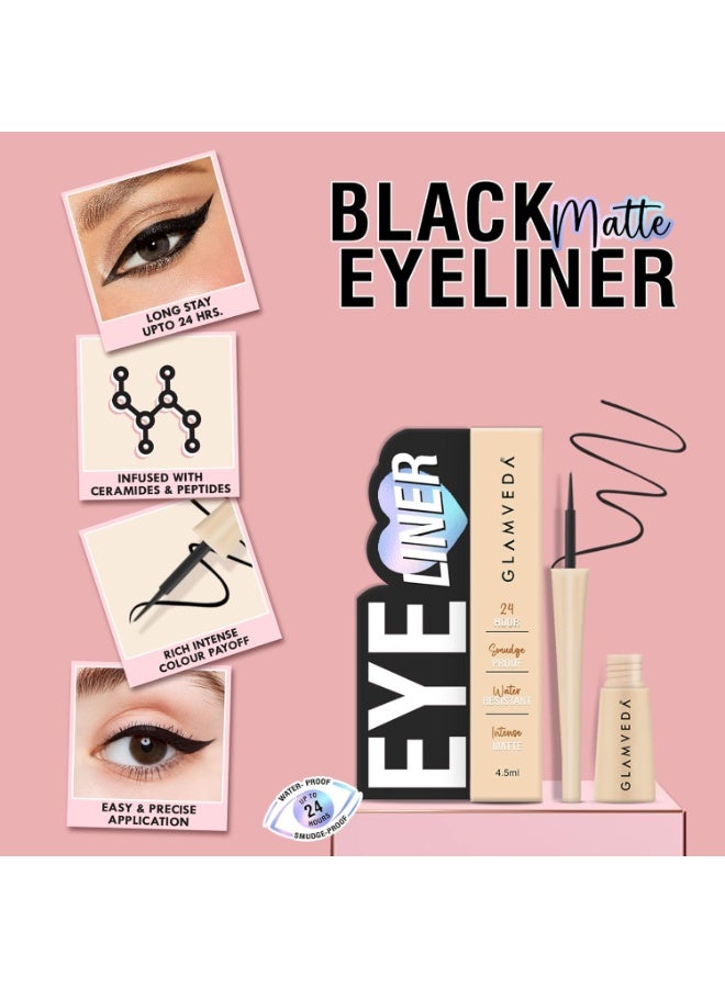 Glamveda Eyeliner & Pencil Kajal Combo Pack (Pack  of 2)| Bold Eye Looks | Smudge-Proof, Long-Lasting | Smoky Liner & Smoky Kajal | Essential Eye Kit | Black, Matte Finish for Women - Image 3