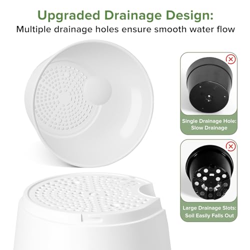 GARDIFE 2026 Upgraded Self Watering Plant Pots with Drainage Hole, 7/6.5/6/5.5/5/4 Inch Flower Planting Containers for House Plants, African Violet, Flowers, Cactus (White, 7+6.5+6+5.5+5+4 inch) - Image 4