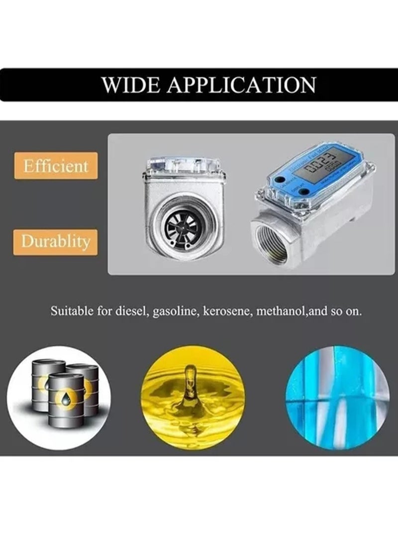 Generic 1 Inch Turbines FlowMeter LCD Digital Flowmeter 10-100LPM ±1% Accuracy for Diesel Gasoline Kerosene Methanol Water  - Image 4