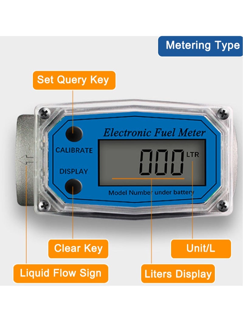 Generic 1 Inch Turbines FlowMeter LCD Digital Flowmeter 10-100LPM ±1% Accuracy for Diesel Gasoline Kerosene Methanol Water  - Image 5