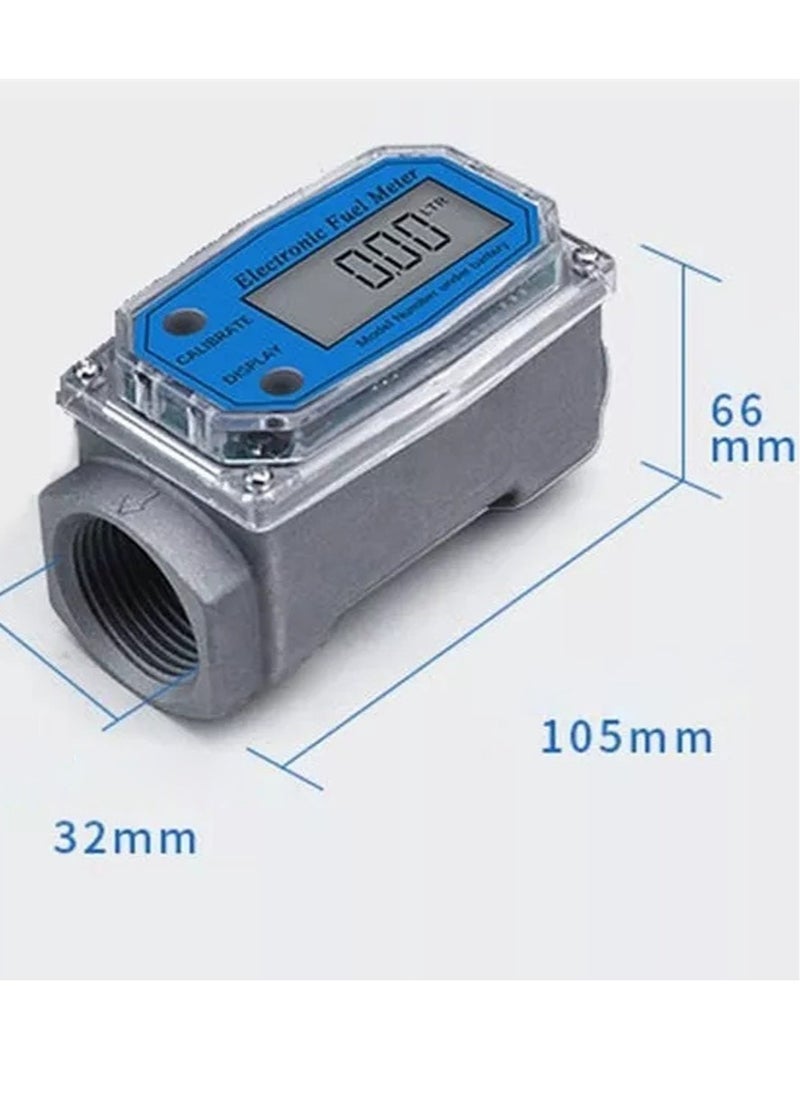Generic - 1 Inch Turbines FlowMeter LCD Digital Flowmeter 10-100LPM ±1% Accuracy for Diesel Gasoline Kerosene Methanol Water - Image 1