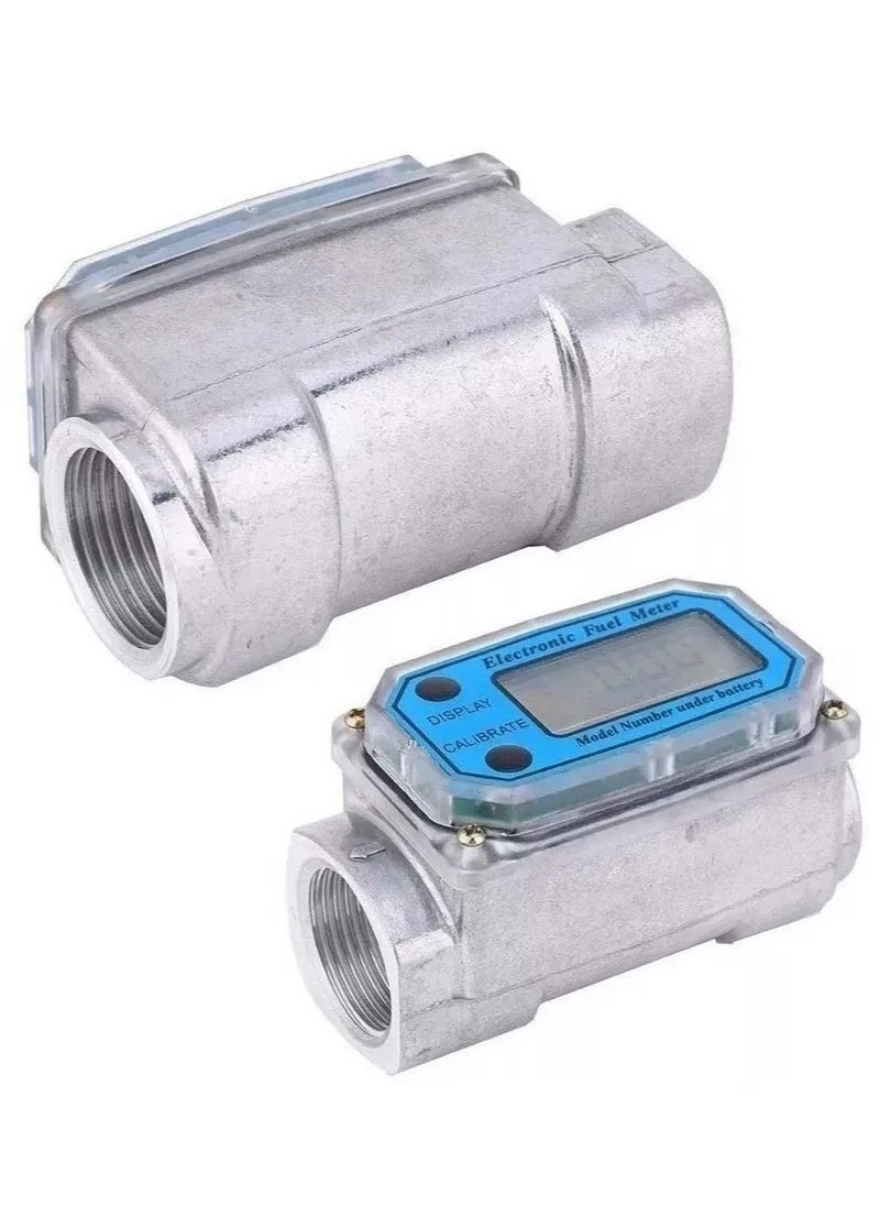Generic 1 Inch Turbines FlowMeter LCD Digital Flowmeter 10-100LPM ±1% Accuracy for Diesel Gasoline Kerosene Methanol Water  - Image 2