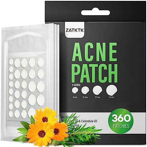 ZATKTK Pimple Patch 360 Counts 4 Sizes Hydrocolliod Acne Patch for Face Invisible Zit Patch with Tea Tree Oil  Calendula Oil Blemish Patch