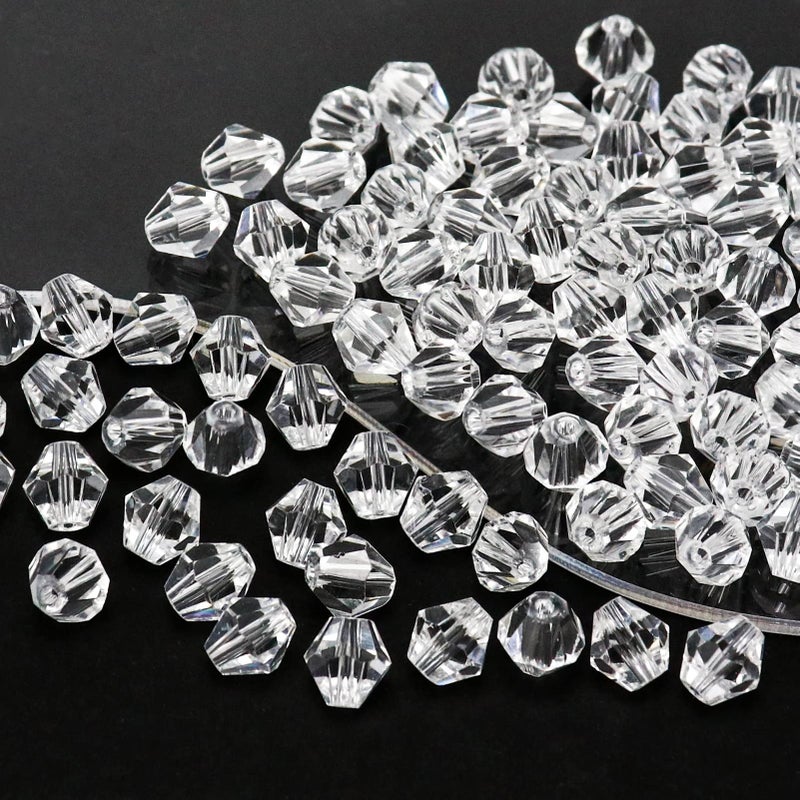 Dowarm 100PCS Crystal Bicone Beads 8mm Bulk Small Faceted Bicone Glass Beads for Jewelry Making Craft Bracelet Necklace Suncatcher