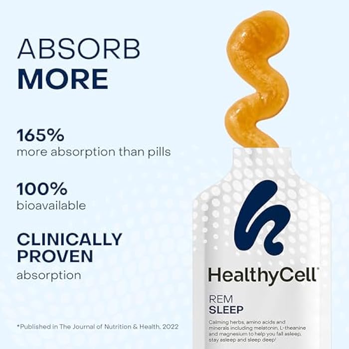 Healthycell REM Sleep Aid Supplement for Adults - Liquid Gel Extra Strength Sleep Supplement with Melatonin, Magnesium, L-Theanine, GABA & Natural Calming Herbs - 30 Gel Packs, Cherry Flavored - Image 3