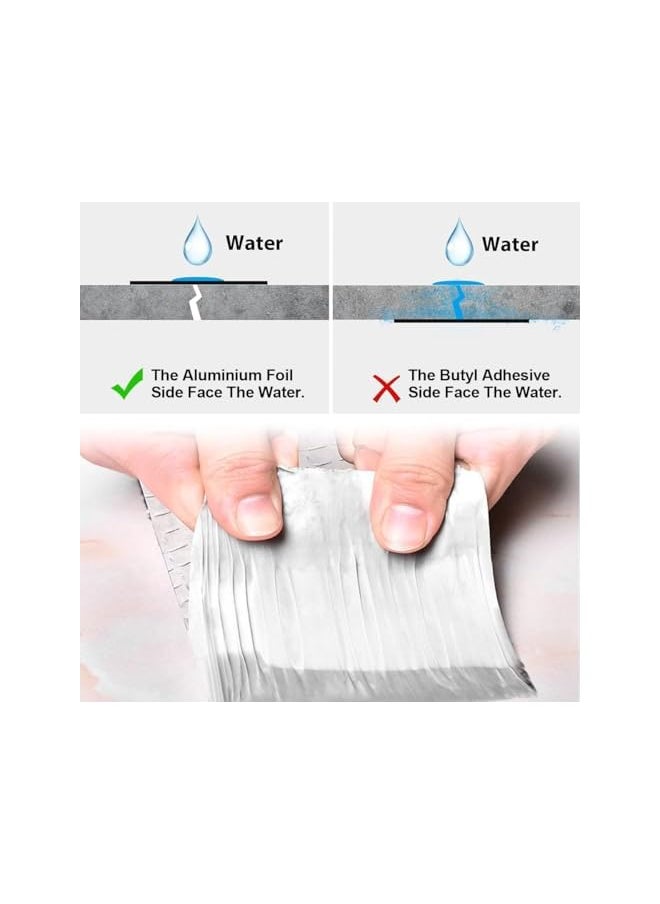 PROMASS promass 2 Pack 5cm x 5m Butyl Tape Waterproof Sealing Tape Aluminum Foil Butyl Rubber Tape for RV Repair Window Pipe Metal Roof Gutter Leak Patching  - Image 3