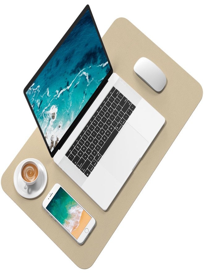Hsurbtra Desk Pad, 23.6" x 13.8" PU Leather Desk Mat, M Extended Mouse Pad, Waterproof Desktop Blotter Protector, Non-Slip Ultra Thin Small Laptop Keyboard Writing Mat for Office Home, Beige - Image 2