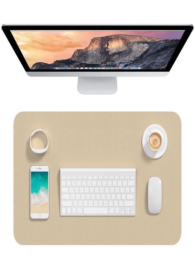 Hsurbtra Desk Pad, 23.6" x 13.8" PU Leather Desk Mat, M Extended Mouse Pad, Waterproof Desktop Blotter Protector, Non-Slip Ultra Thin Small Laptop Keyboard Writing Mat for Office Home, Beige - Image 1