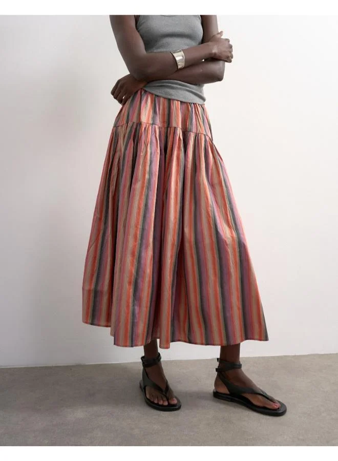 توب شوب تنورة ميدي منسوجة كاجوال